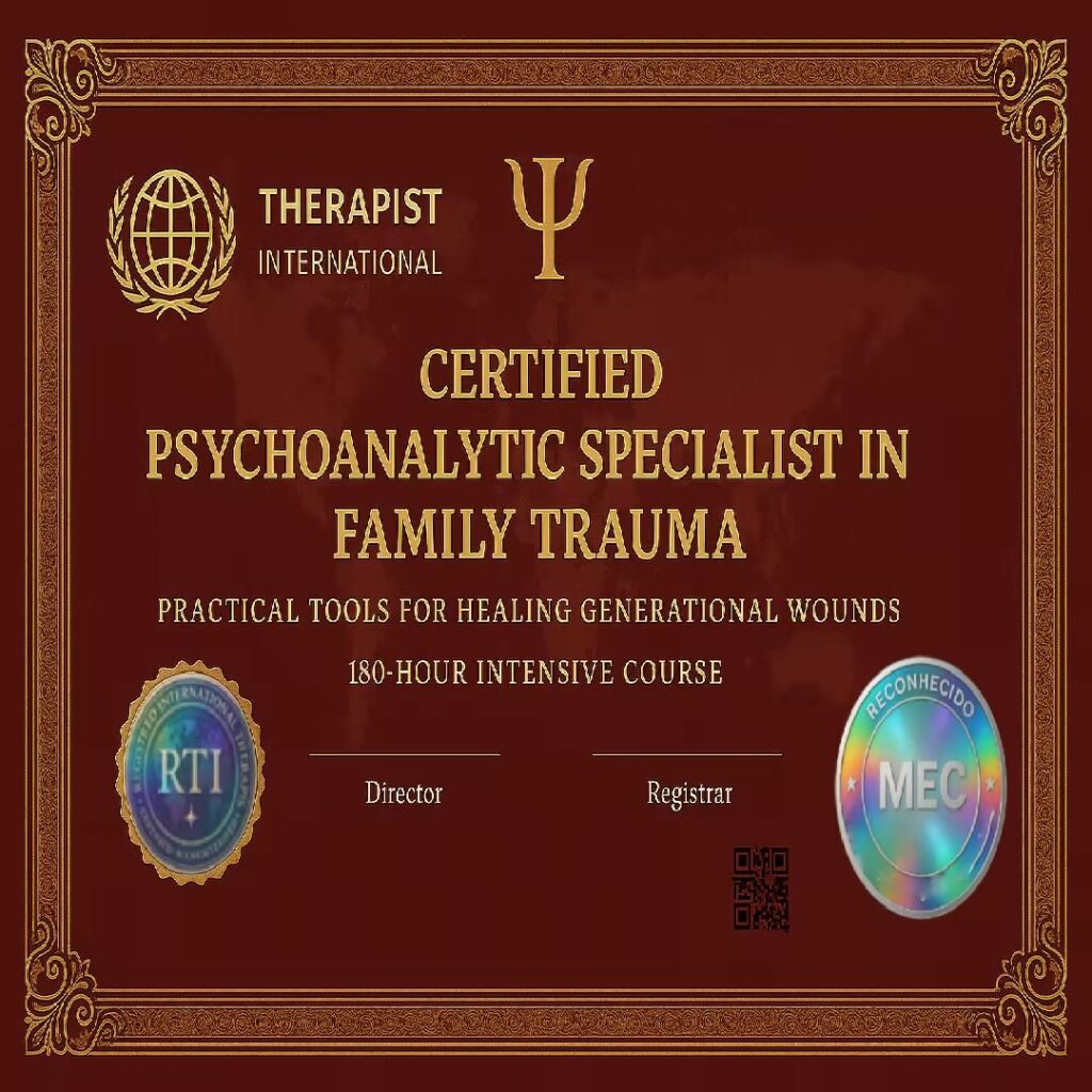 ⚠️ Ultimo Dia!⚠️ Especialização em Traumas Familiares + Acesso vitalício + Crachá Digital +Registro Profissional +Título Especialista +Livro Amazon